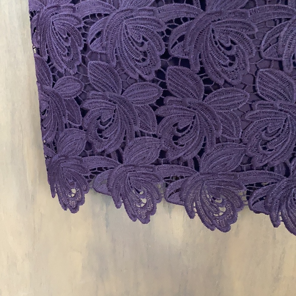 Loft embroidered floral crochet lace like outer layer dress size 0 - Picture 7 of 17